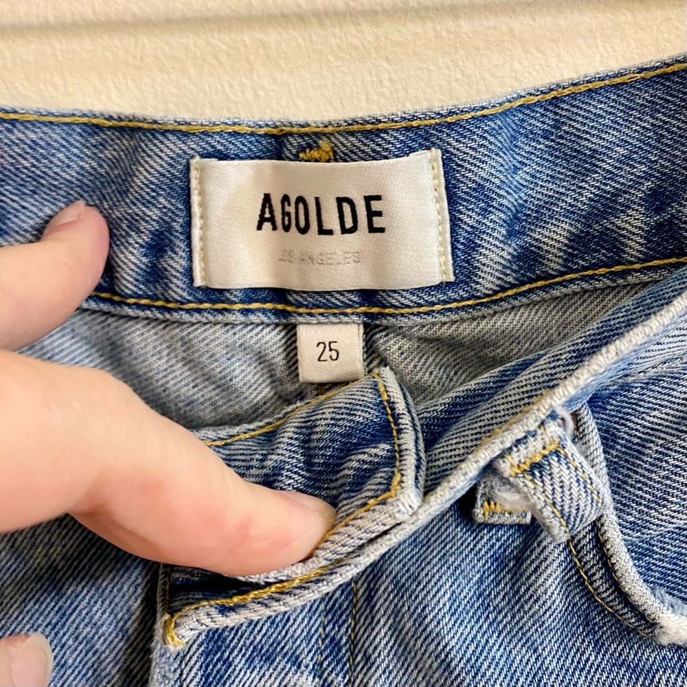 AGOLDE Parker Vintage Button Fly Cutoff Raw Hem Denim Shorts Women’s Size 25 - Picture 2 of 10